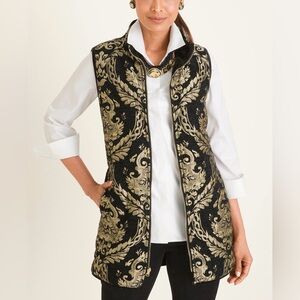 Chico’s Reversible Black Velvet/Jacquard Vest (NWOT)